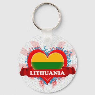 Vintage I Love Lithuania Keychain