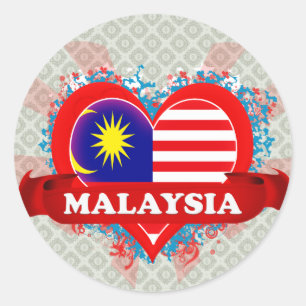 Vintage I Love Malaysia Classic Round Sticker