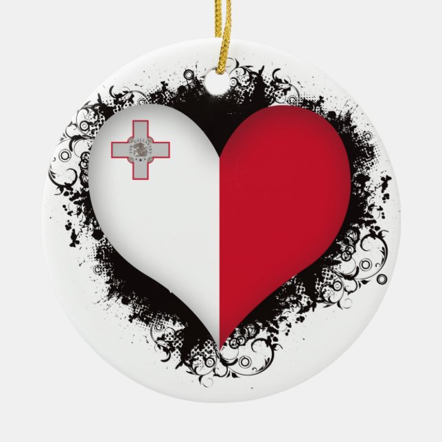 Vintage I Love Malta Ceramic Ornament (Front)