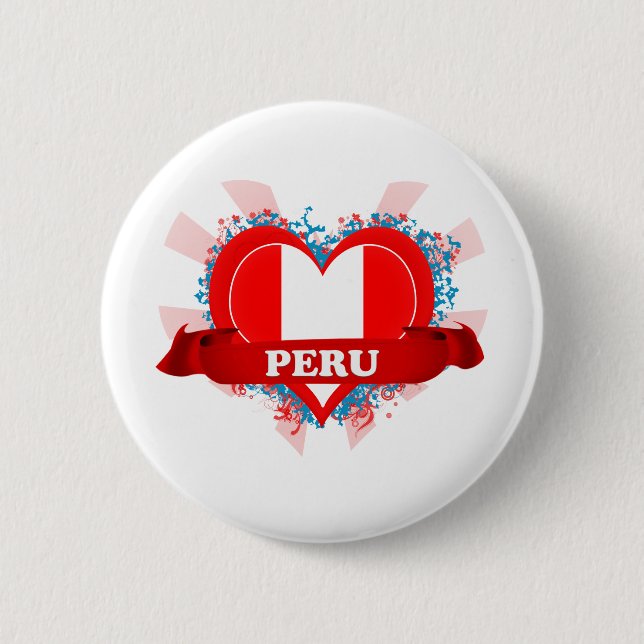 Vintage I Love Peru 2 Inch Round Button (Front)