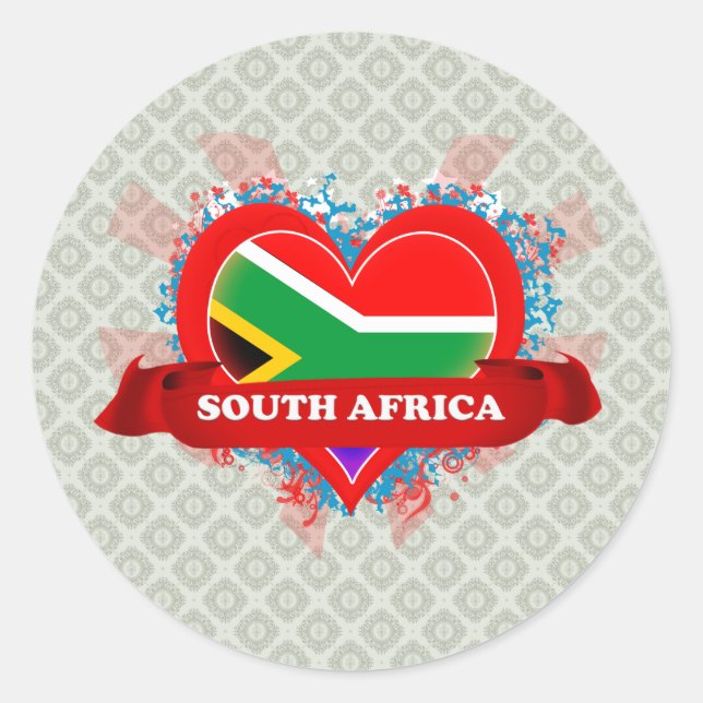 Vintage I Love South Africa Classic Round Sticker (Front)