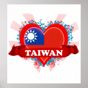 Vintage I Love Taiwan Poster