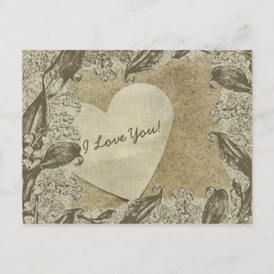 Vintage I Love You Heart Postcard