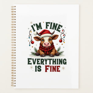 Vintage I’m Fine Everything Is Fine Highland Cow C Planner