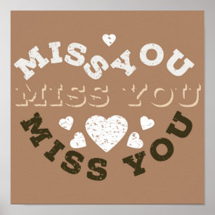 Vintage I miss you distressed retro hearts Poster