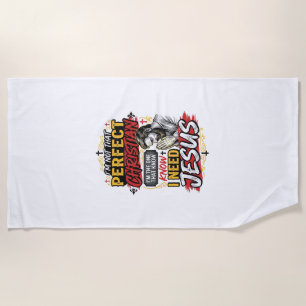 Vintage I Need Jesus Christian T-Shirt Design_1 Beach Towel