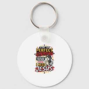 Vintage I Need Jesus Christian T-Shirt Design_1 Keychain