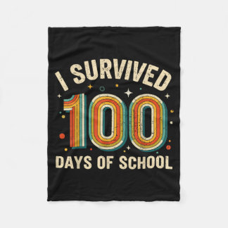 Vintage I Survived 100 Days Of School Students Tea Fleece Blanket