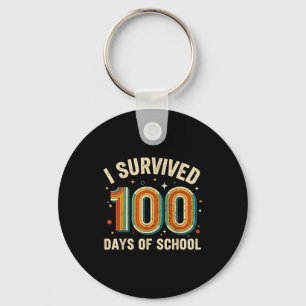 Vintage I Survived 100 Days Of School Students Tea Keychain