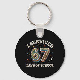 Vintage I Survived 67 Days Of School Teachers Stud Keychain