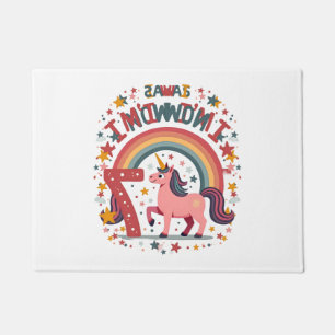 Vintage I Was 6 Now Im 7 Unicorn Birthday Shirt Cu Doormat
