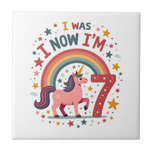 Vintage I Was 6 Now Im 7 Unicorn Birthday Shirt Cu Tile