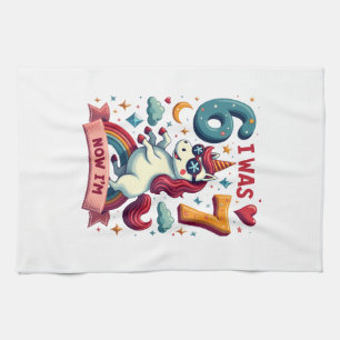 Vintage I Was 6 Now Im Unicorn Birthday Party Vect Kitchen Towel