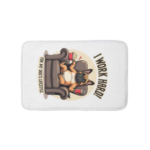 Vintage I Work Hard for My Dog's Lifestyle French  Bath Mat