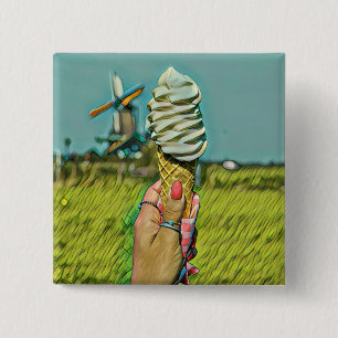 Vintage ice cream artwork 2 inch square button