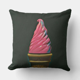 Vintage ice cream cone throw pillow