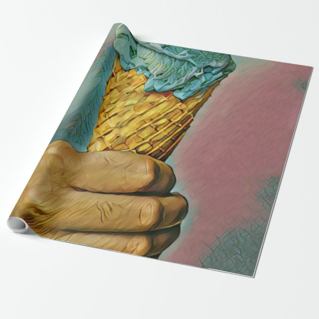 Vintage ice cream cone wrapping paper (Unrolled)