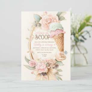 Vintage ice cream frame, Blush ice cream Invitation
