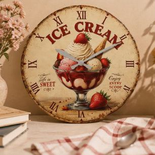 Vintage Ice Cream Large Clock