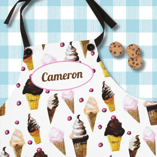Vintage Ice Cream Parlour Custom Hand-Illustrated Apron