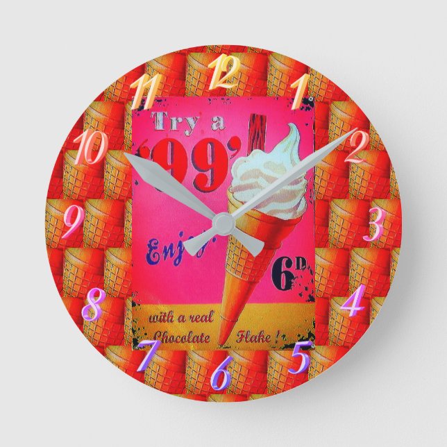 Vintage ice cream parlour sign clock (Front)