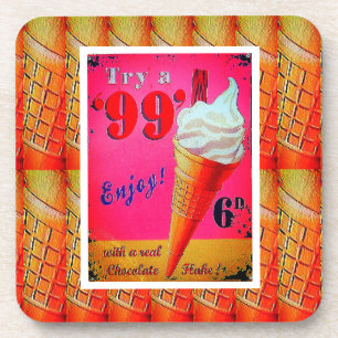 Vintage ice cream parlour sign coaster
