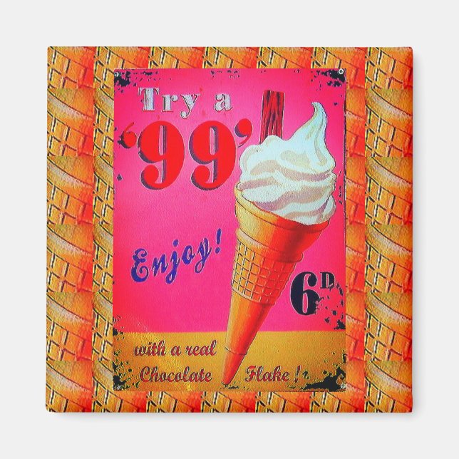 Vintage ice cream parlour sign magnet (Front)