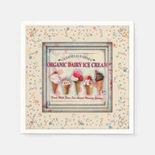 Vintage ice cream parlour sign napkin