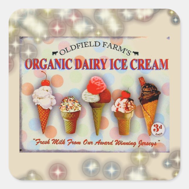 Vintage ice cream parlour sign sticker (Front)