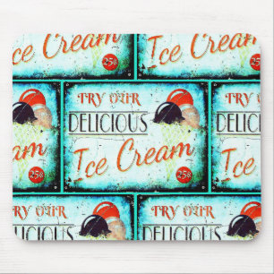 Vintage ice cream parlour sign turquoise nostalgic mouse pad