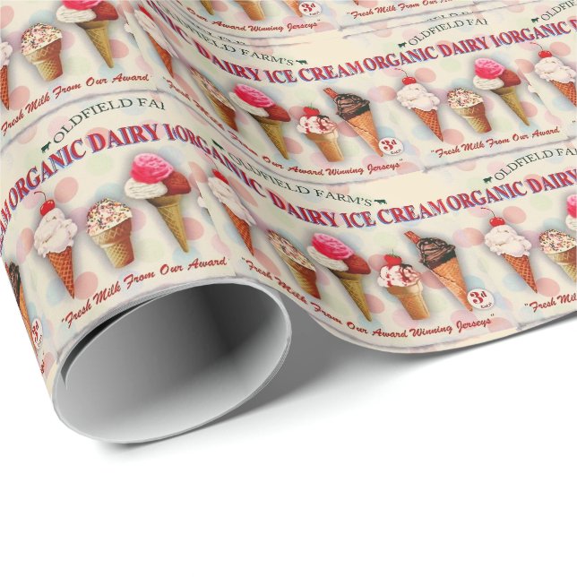 Vintage ice cream parlour sign wrapping paper (Roll Corner)