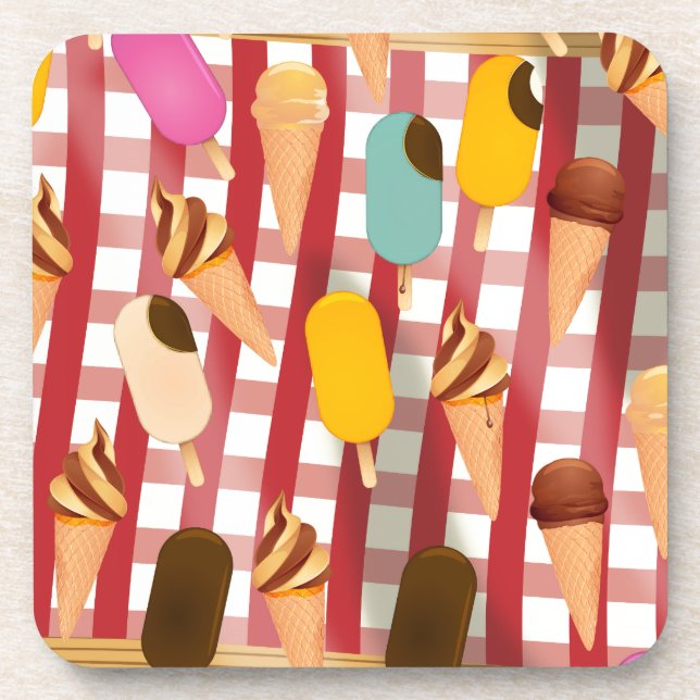 Vintage Ice Cream Picnic Coaster (Front)