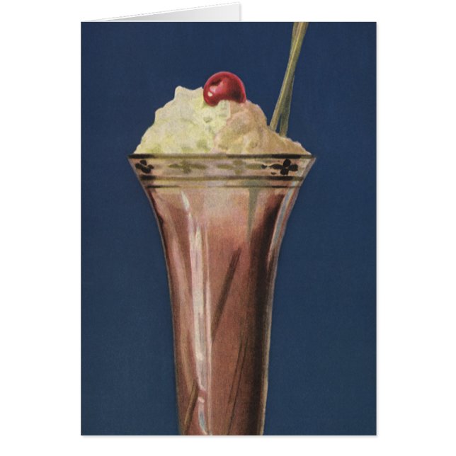 Vintage Ice Cream Shake, Whipped Cream & Cherry (Front)