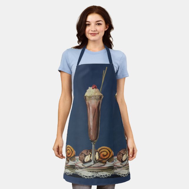 Vintage Ice Cream Shake, Whipped Cream & Cherry Apron (Worn)
