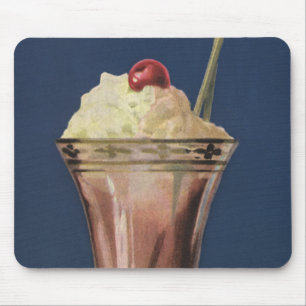 Vintage Ice Cream Shake, Whipped Cream & Cherry Mouse Pad