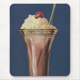 Vintage Ice Cream Shake, Whipped Cream & Cherry Mouse Pad