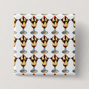 Vintage Ice Cream Sundae 2 Inch Square Button
