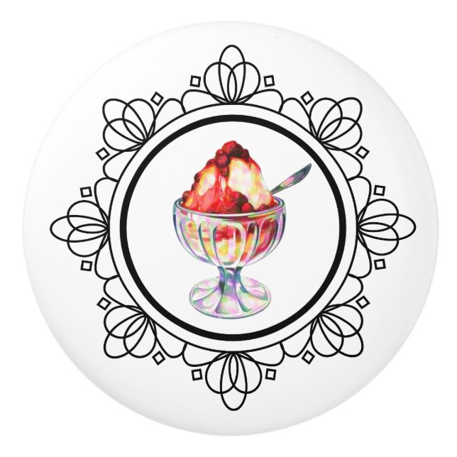 Vintage ice cream sundae ceramic knob (Front)
