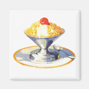 Vintage ice cream sundae retro dessert  magnet
