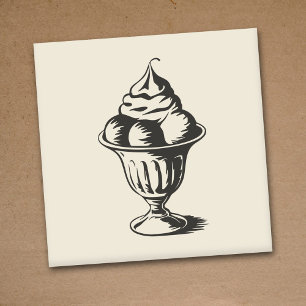 Vintage Ice Cream Sundae Rubber Stamp