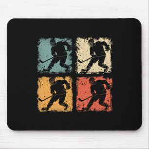 Vintage Ice Hockey Player Clic Retro Style Graphic Mouse Pad