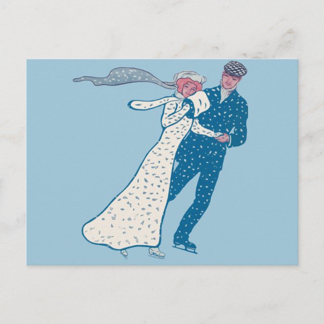 Vintage Ice Skaters Postcard (Front)