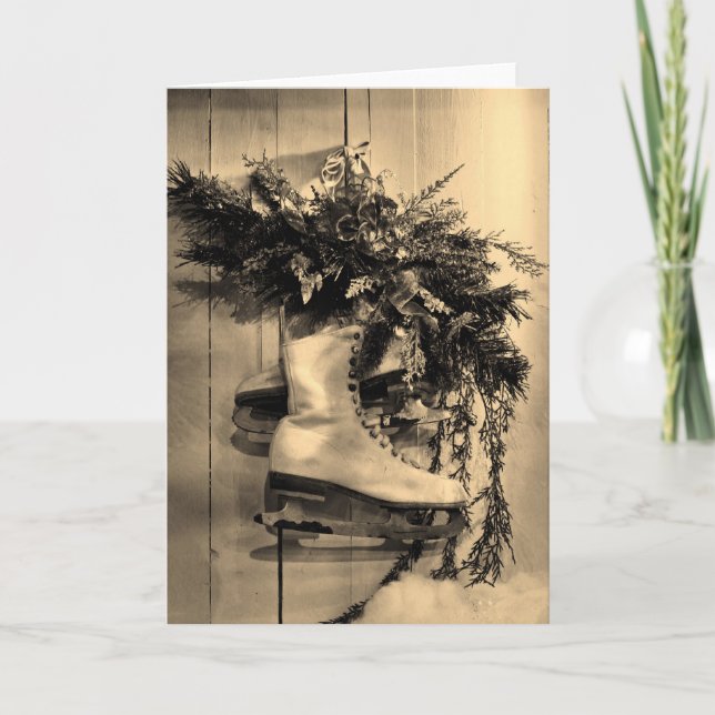 Vintage Ice Skates Holiday Card (Front)