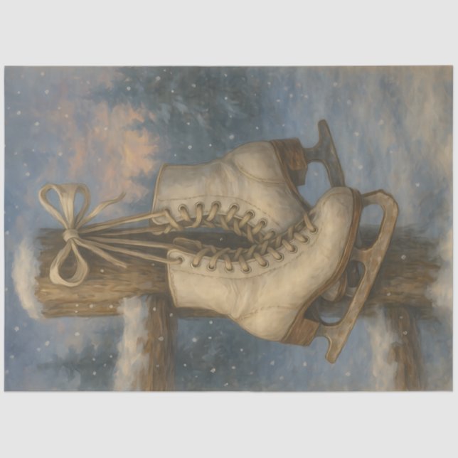 Vintage Ice Skates Winter Nostalgia Decoupage  Tissue Paper (Front)