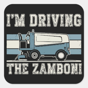 Vintage Ice Zamboni Hockey Rink Design Square Sticker