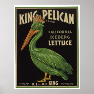 Vintage Iceberg Lettuce Vegetables Crate Labels Poster