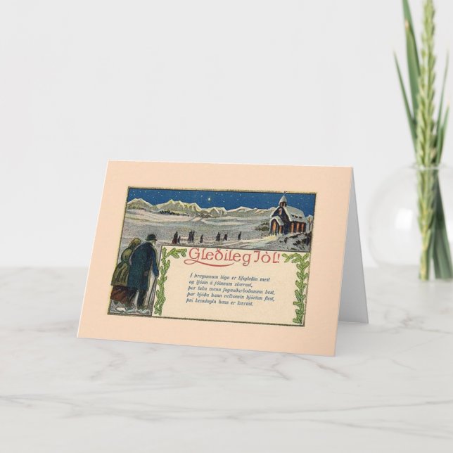 Vintage Icelandic Christmas Poem Greeting Card (Front)