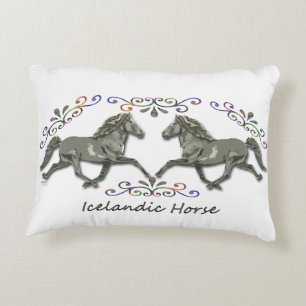 Vintage Icelandic Horses Accent Pillow