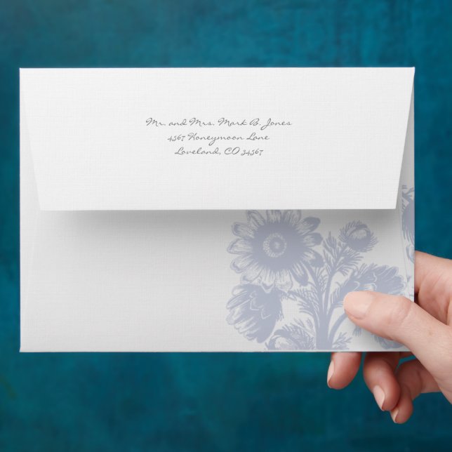 Vintage Icicle lavender Flowers Wedding Envelopes (Hand)