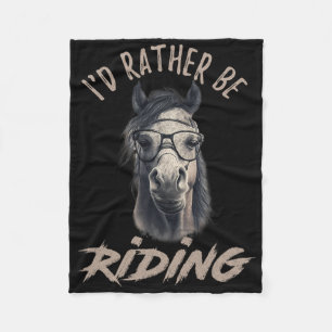 Vintage Id Rather Be Riding Horse  Fleece Blanket